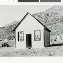 pho023114 A picture of a schoolhouse located 50 miles from Tonopah and 40 miles west of Ely. Transcribed from the notes attached to the picture,